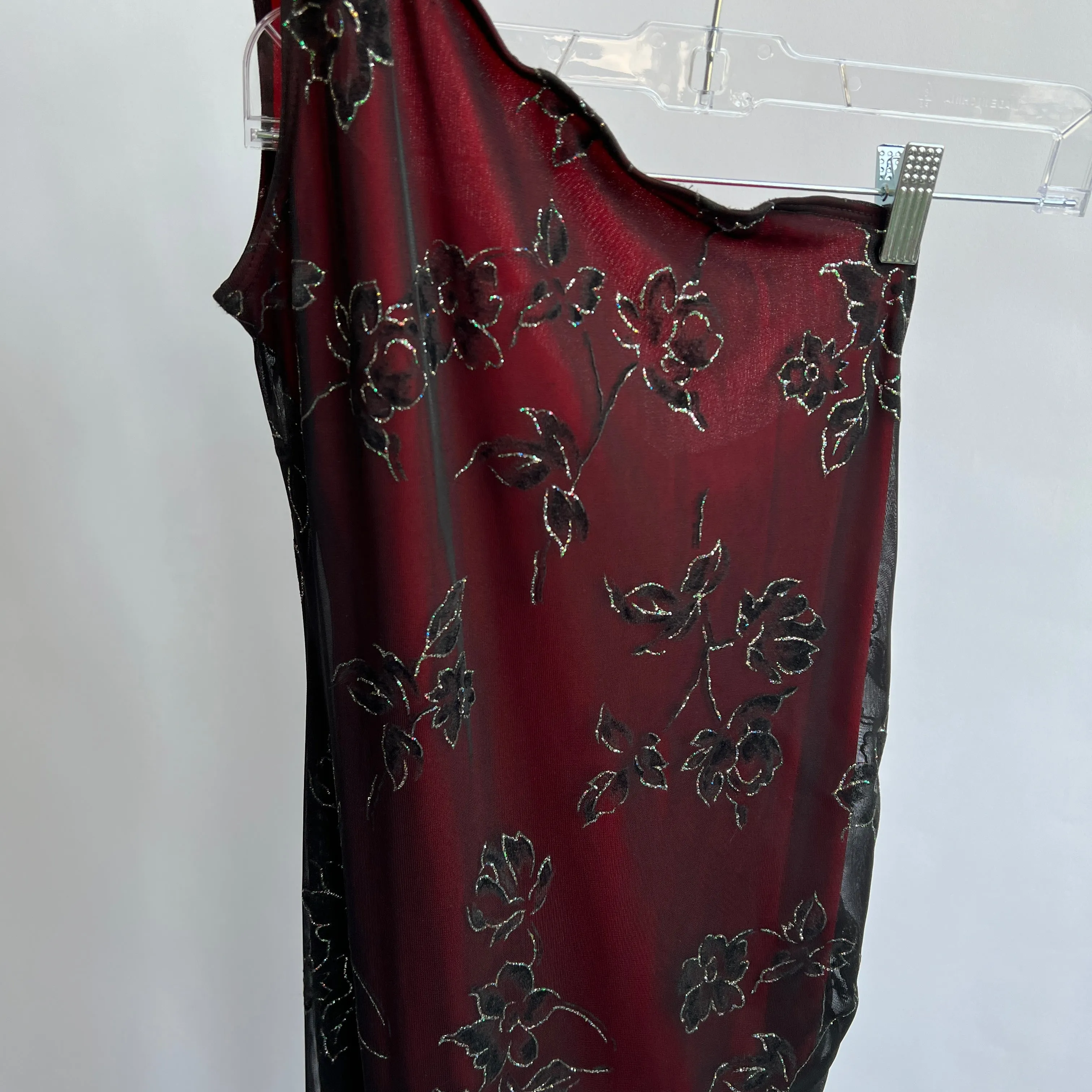 90s glitter one shoulder formal dress - L/XL