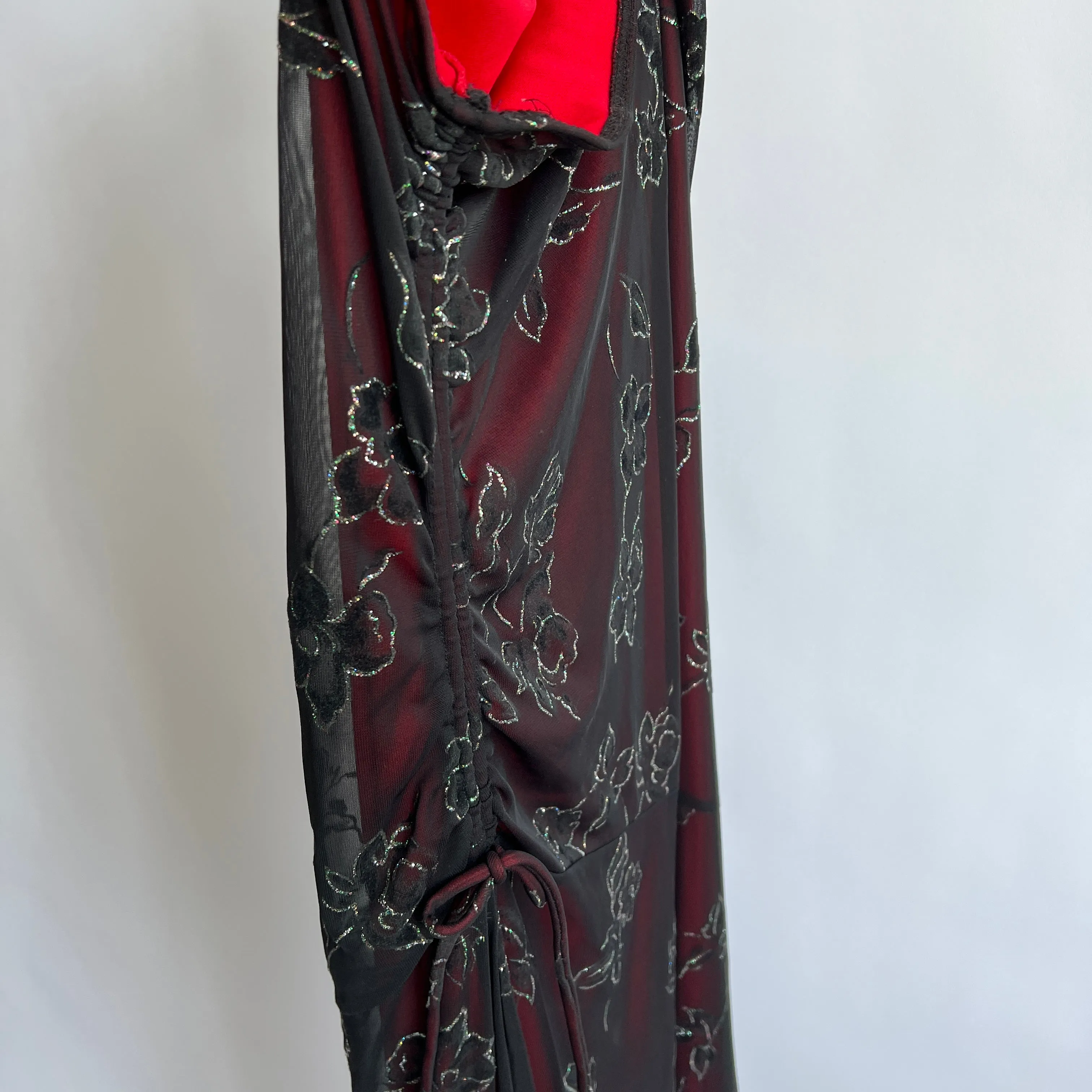 90s glitter one shoulder formal dress - L/XL