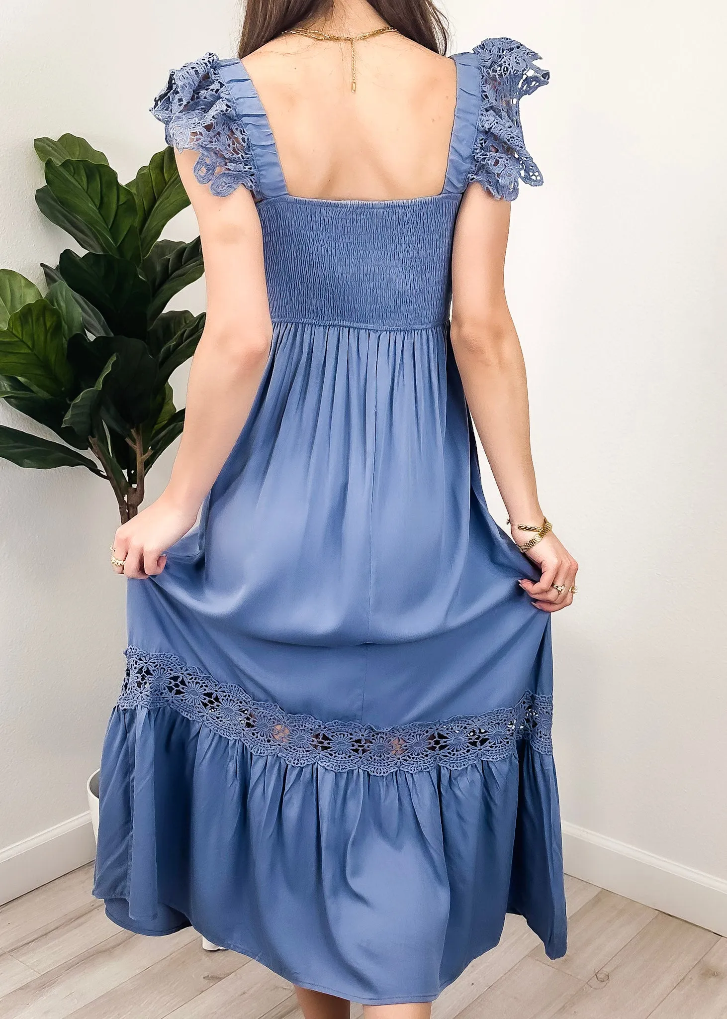 Anna-Kaci Womens Summer Boho Lace Strap Sleeveless Dress Flowy Ruffle Beach Party Maxi Dress