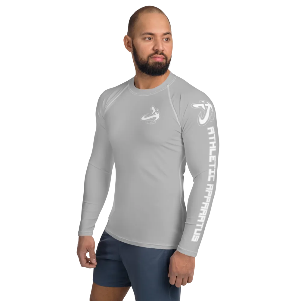 Athletic Apparatus Grey 2 White logo White stitch Men's Rash Guard