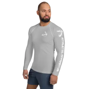 Athletic Apparatus Grey 2 White logo White stitch Men's Rash Guard