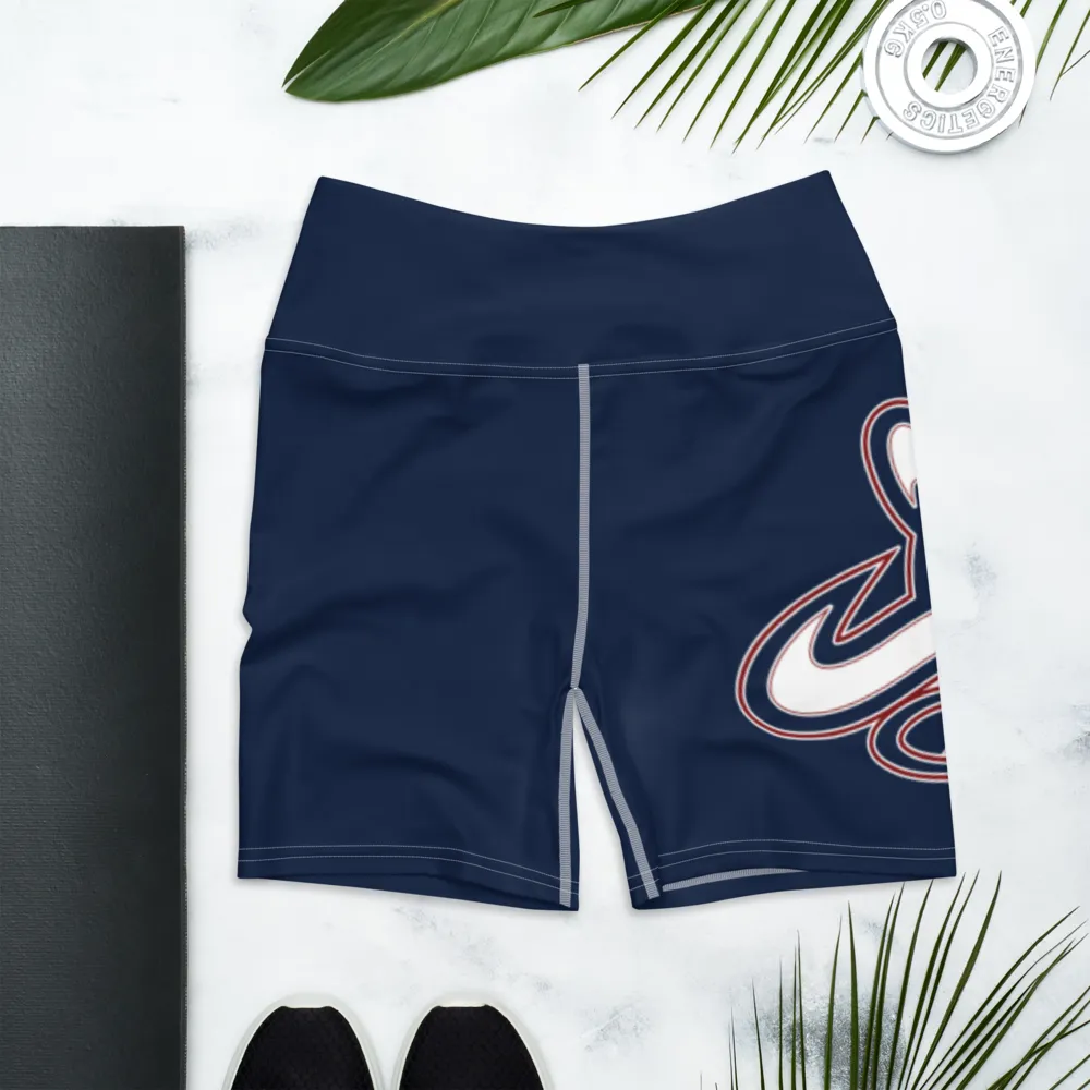 Athletic Apparatus Navy Blue rwb logo White stitch Yoga Shorts
