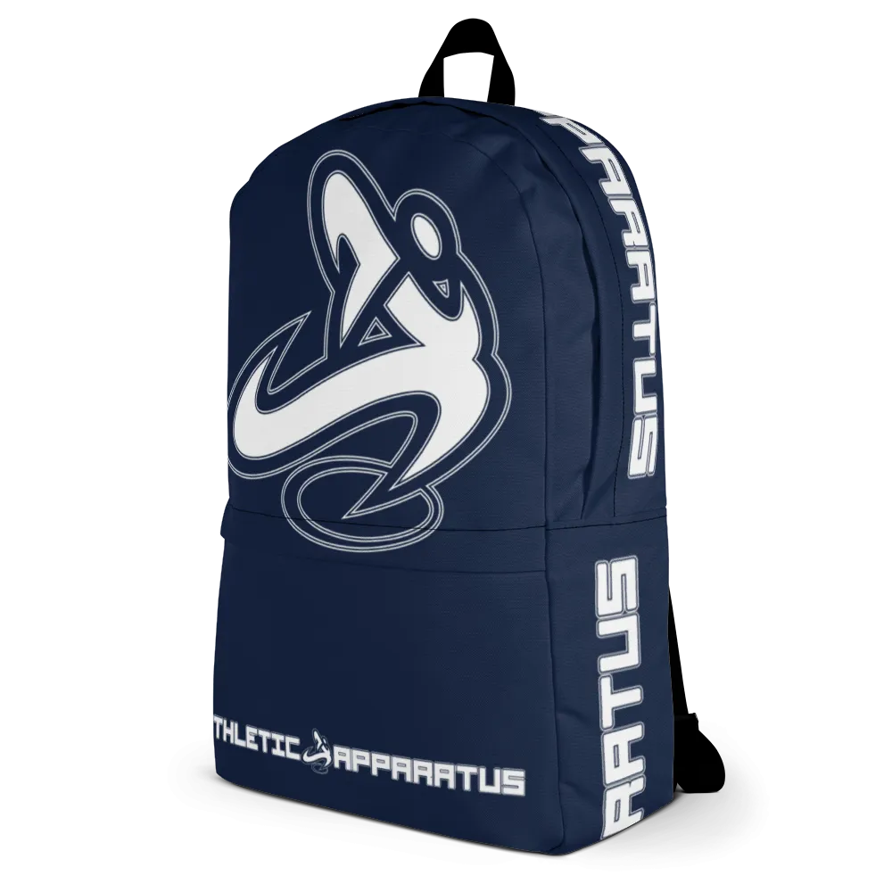 Athletic Apparatus Navy White logo Backpack