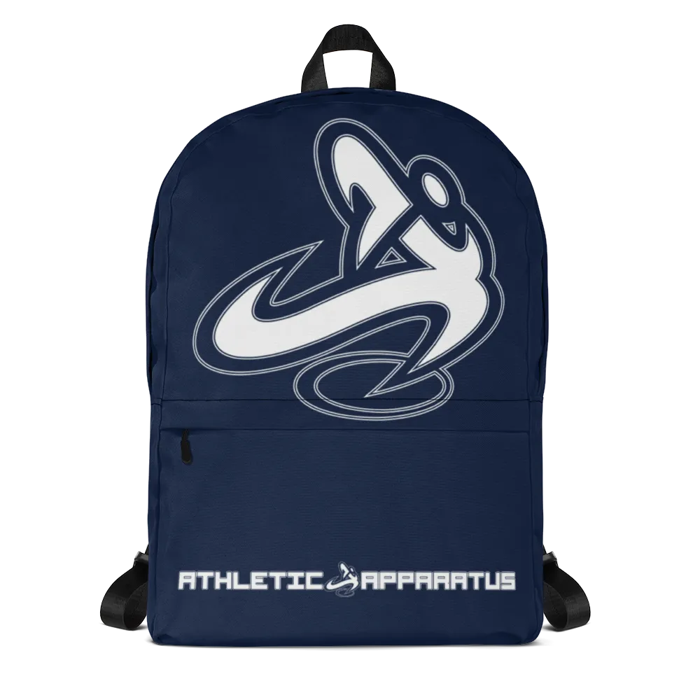 Athletic Apparatus Navy White logo Backpack