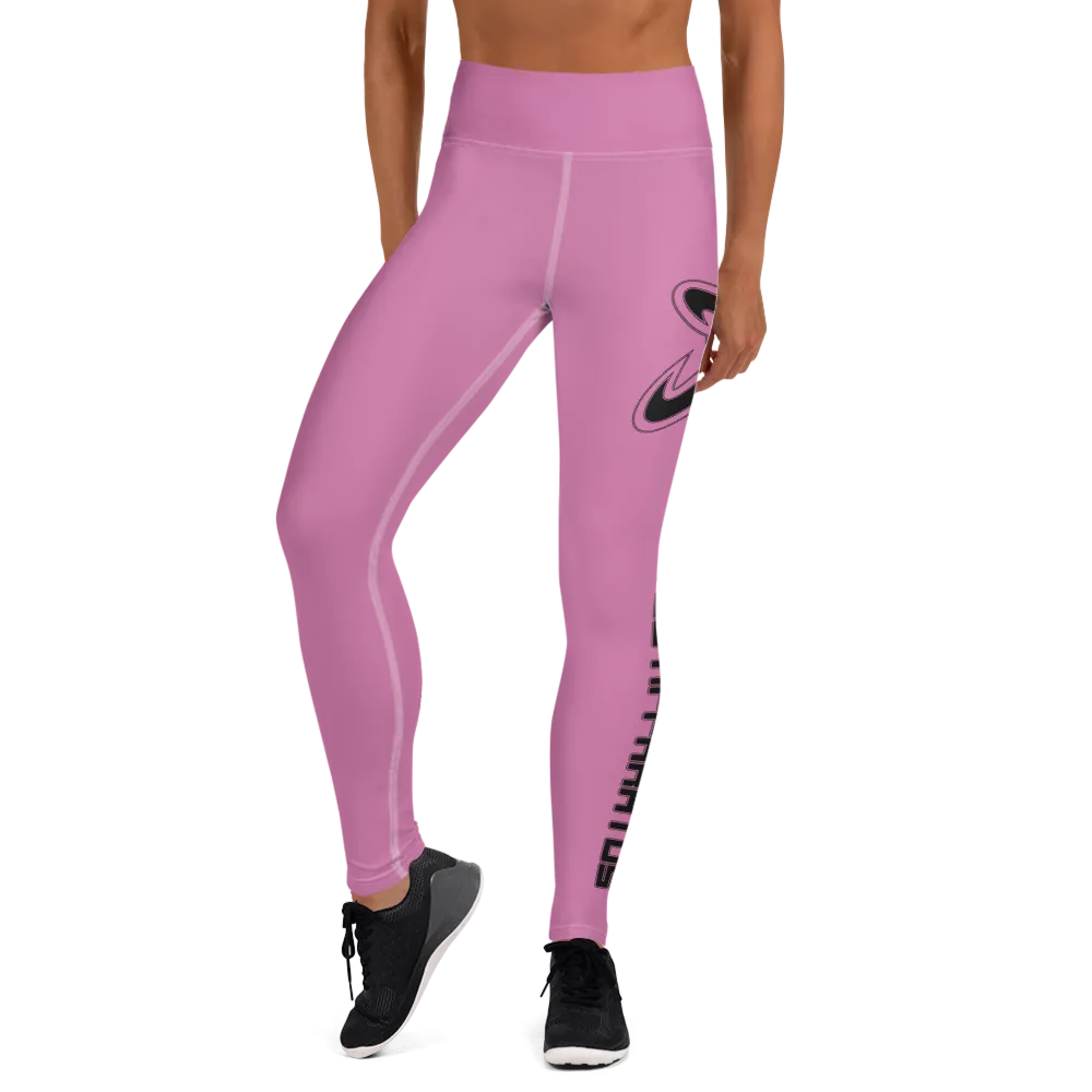 Athletic Apparatus Pink 1 Black logo White stitch Yoga Leggings