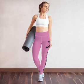 Athletic Apparatus Pink 1 Black logo White stitch Yoga Leggings