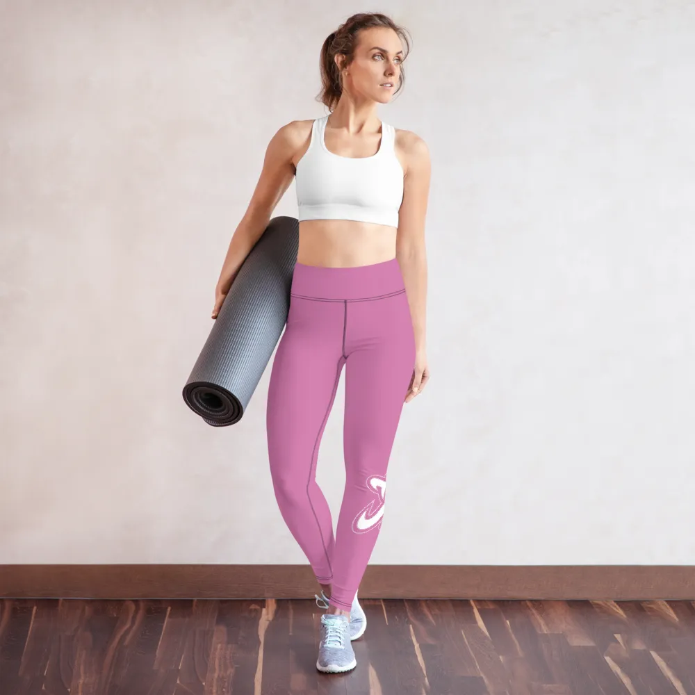 Athletic Apparatus Pink 1 White logo V3 Yoga Leggings