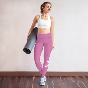 Athletic Apparatus Pink 1 White logo V3 Yoga Leggings