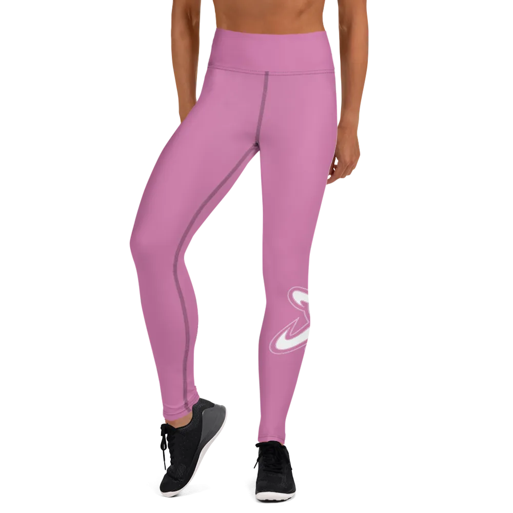 Athletic Apparatus Pink 1 White logo V3 Yoga Leggings