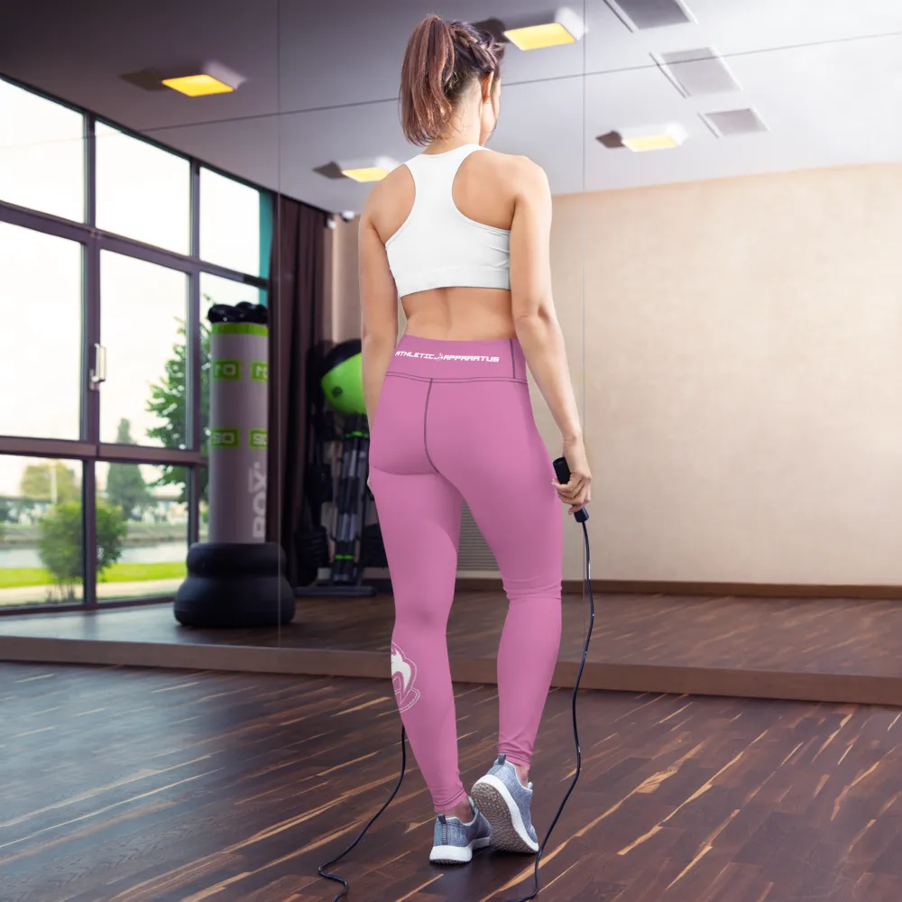 Athletic Apparatus Pink 1 White logo V3 Yoga Leggings