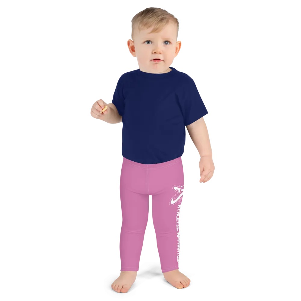 Athletic Apparatus Pink 1 White logo White stitch Kid's Leggings