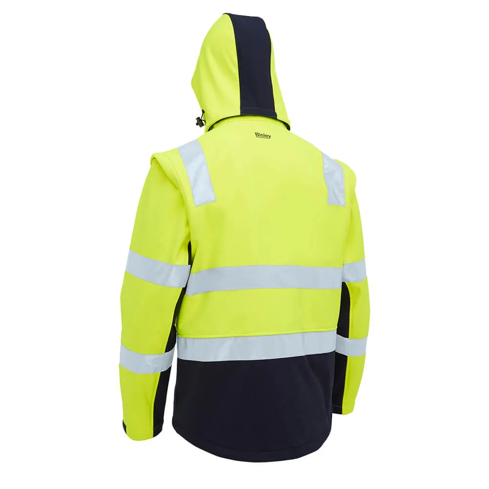Bisley BJ6078T Taped Two Tone Hi Vis 3-In-1 Soft Shell Jacket Yellow/Navy