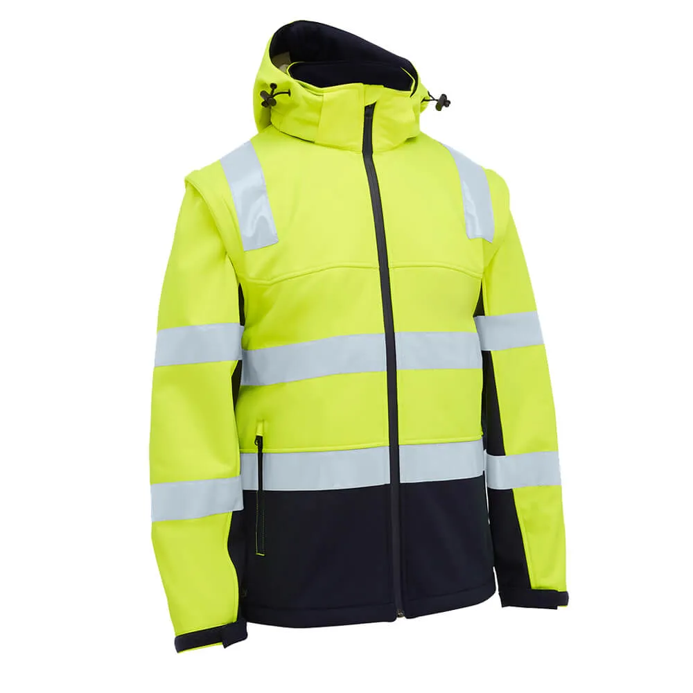 Bisley BJ6078T Taped Two Tone Hi Vis 3-In-1 Soft Shell Jacket Yellow/Navy