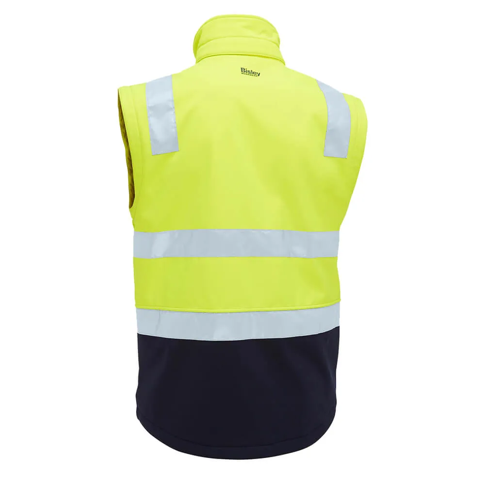 Bisley BJ6078T Taped Two Tone Hi Vis 3-In-1 Soft Shell Jacket Yellow/Navy