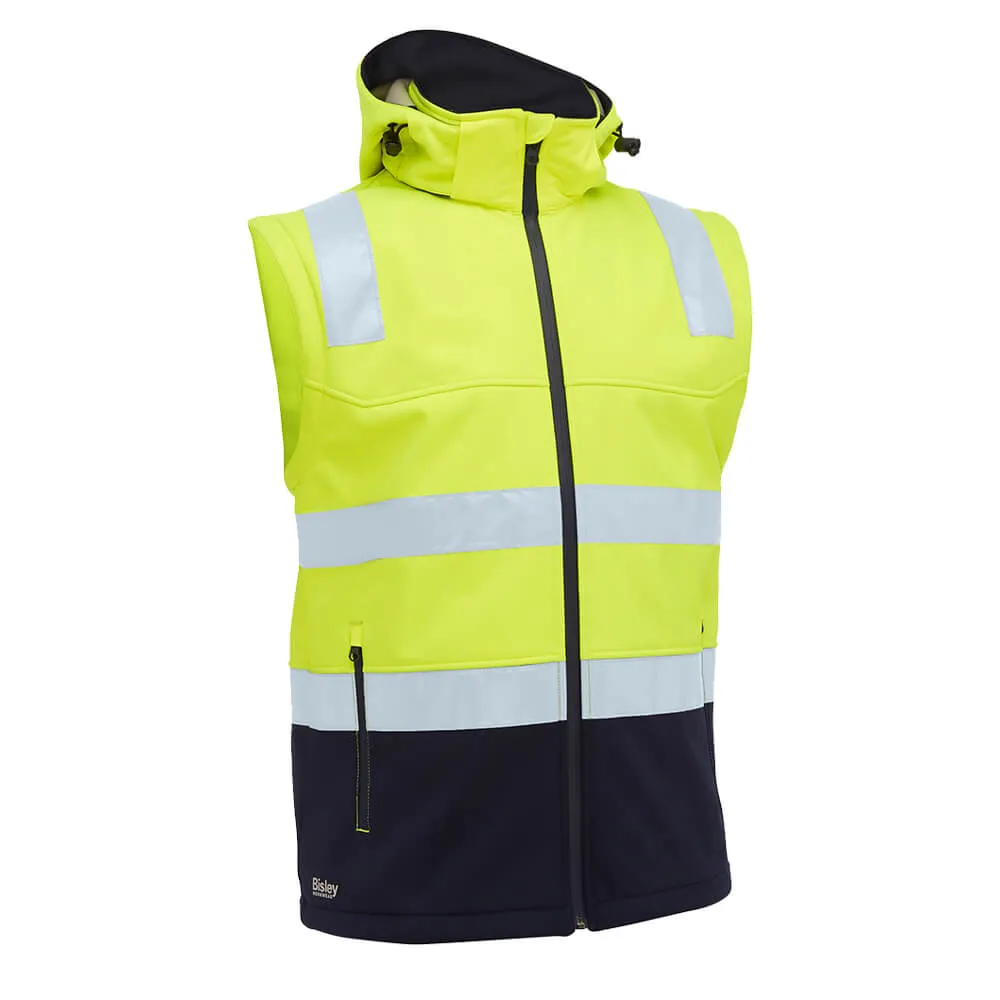Bisley BJ6078T Taped Two Tone Hi Vis 3-In-1 Soft Shell Jacket Yellow/Navy