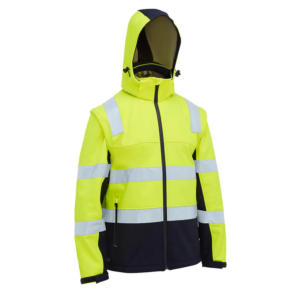 Bisley BJ6078T Taped Two Tone Hi Vis 3-In-1 Soft Shell Jacket Yellow/Navy
