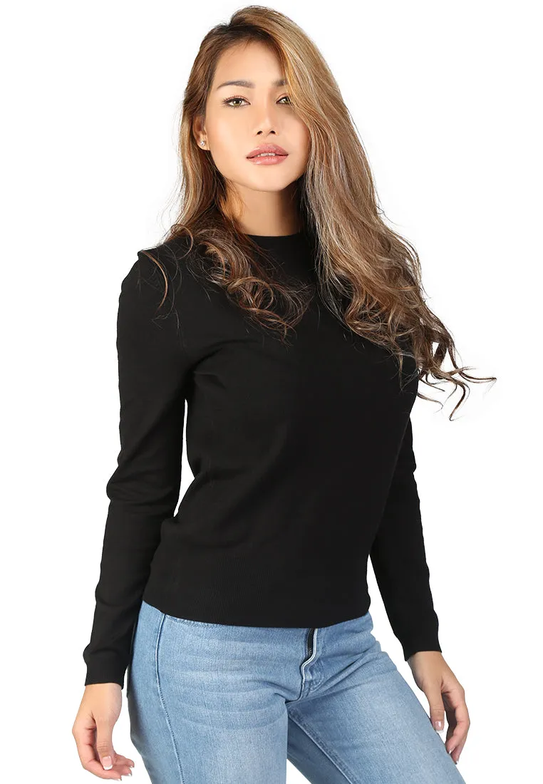 Black Fine Knit Striped Sweater