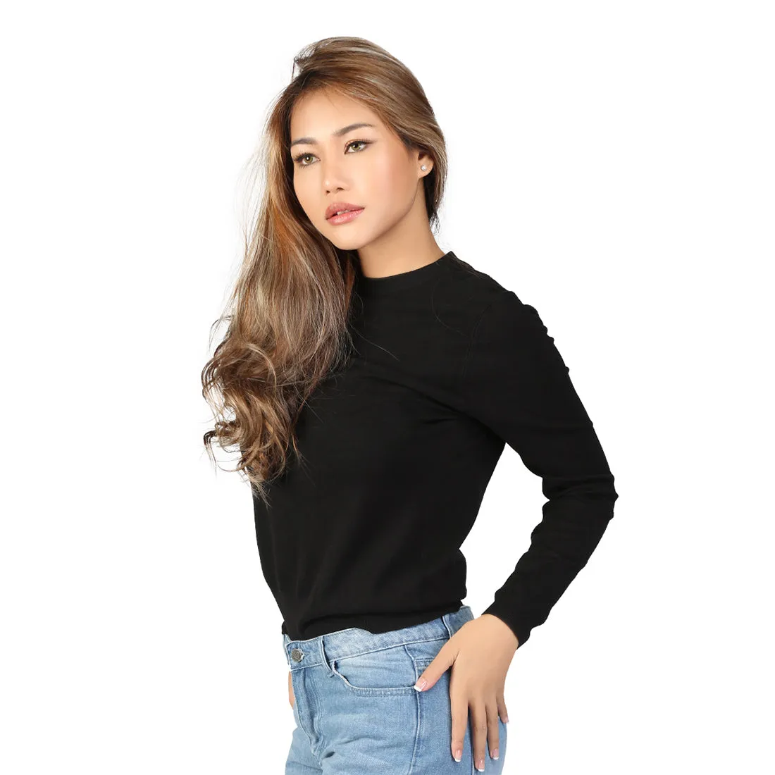 Black Fine Knit Striped Sweater