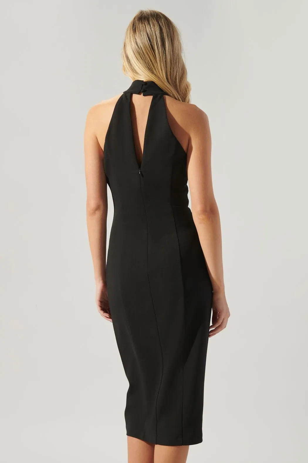Black Halter Midi Dress