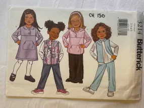 Butterick 3214 Pattern PARTIALLY CUT Girls Sweaters and Pants Sizes 2, 3, 4, 5