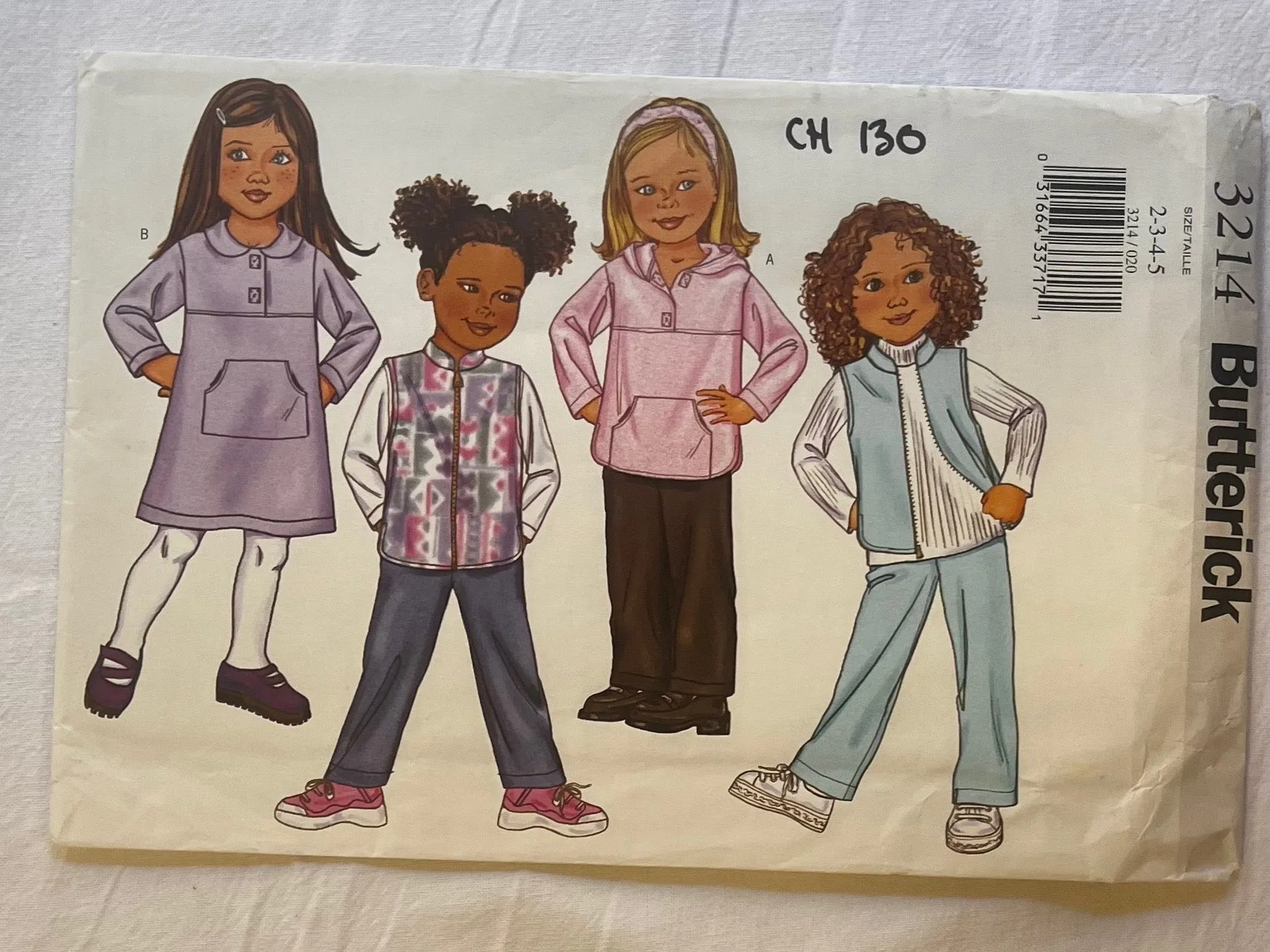 Butterick 3214 Pattern PARTIALLY CUT Girls Sweaters and Pants Sizes 2, 3, 4, 5