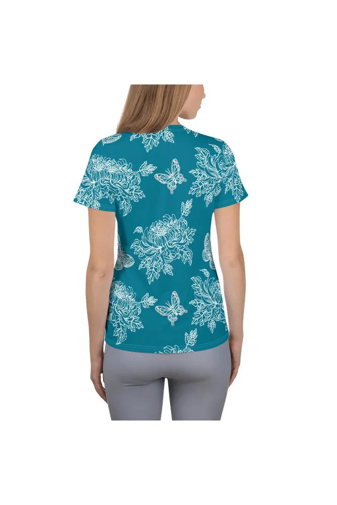 Chrysanthemums and Butterflies Women's Athletic T-shirt