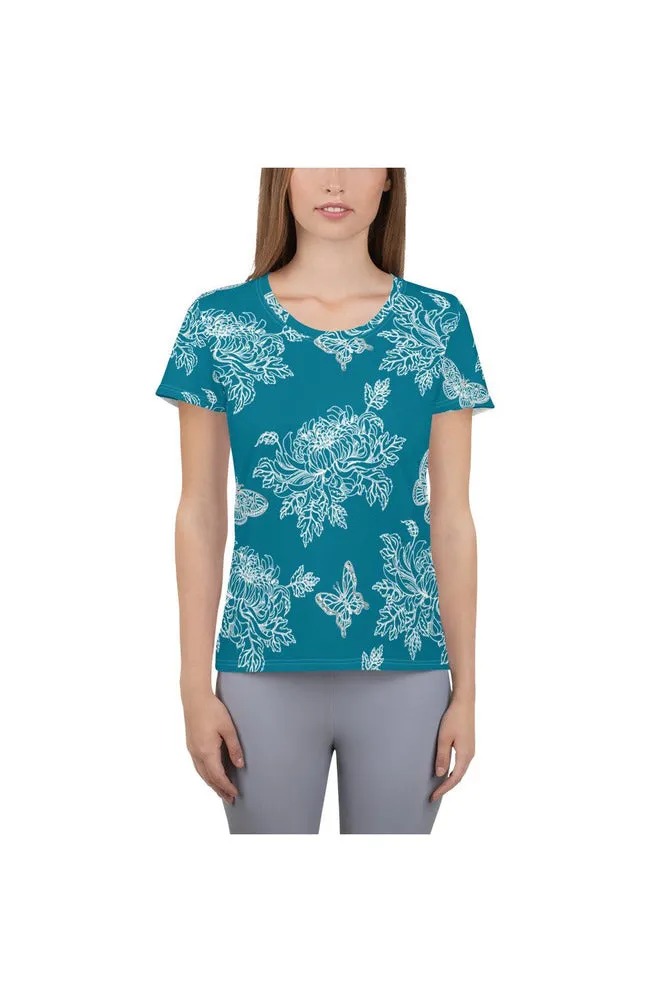 Chrysanthemums and Butterflies Women's Athletic T-shirt
