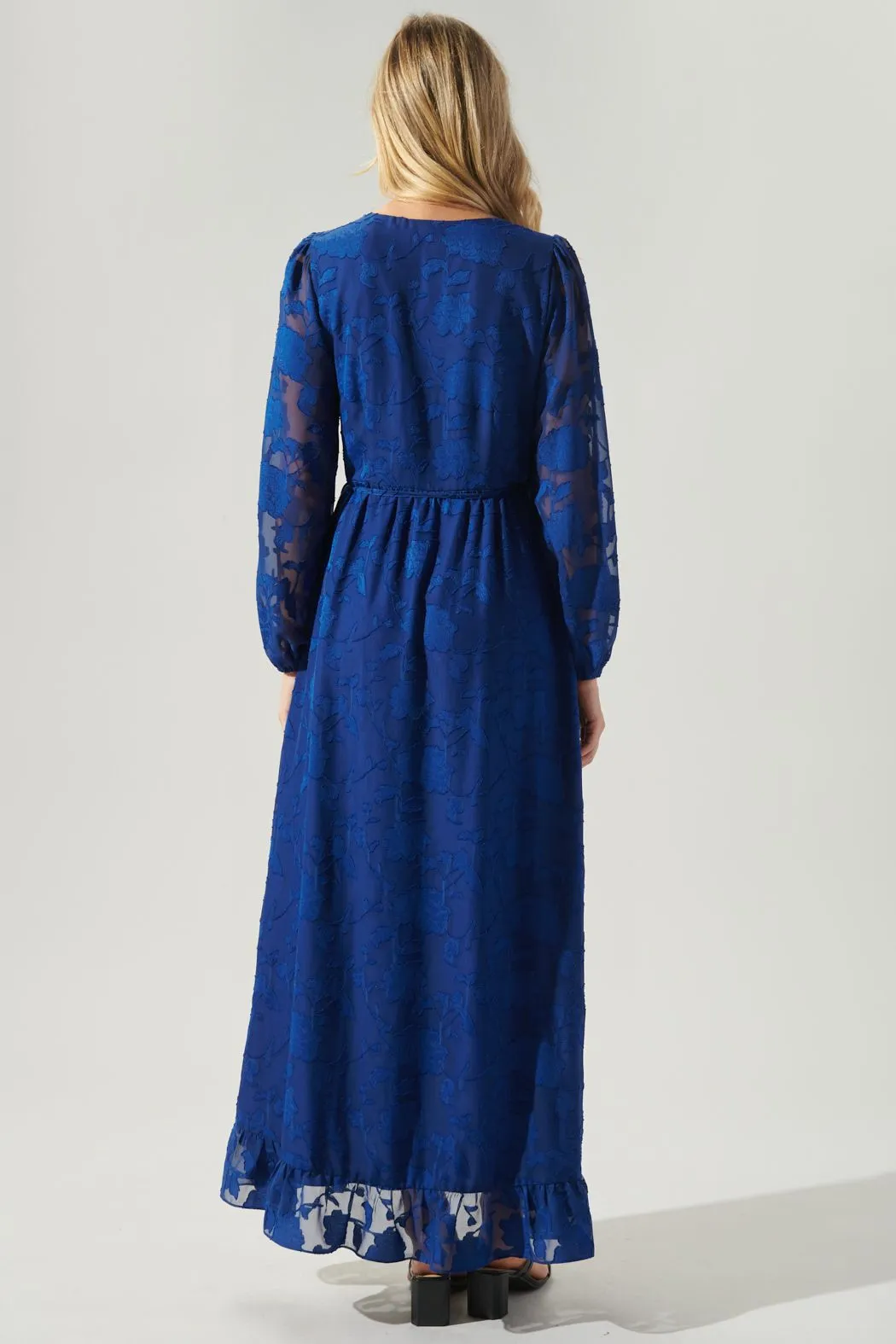 Cobalt Floral Wrap Maxi Dress