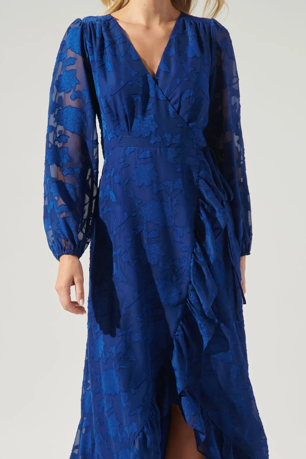 Cobalt Floral Wrap Maxi Dress