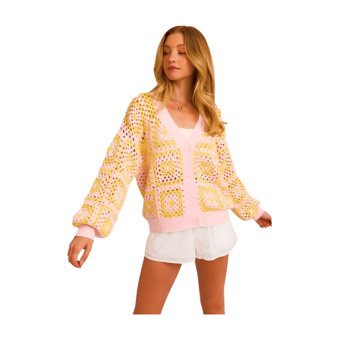 Colorful Crochet button Cardigan