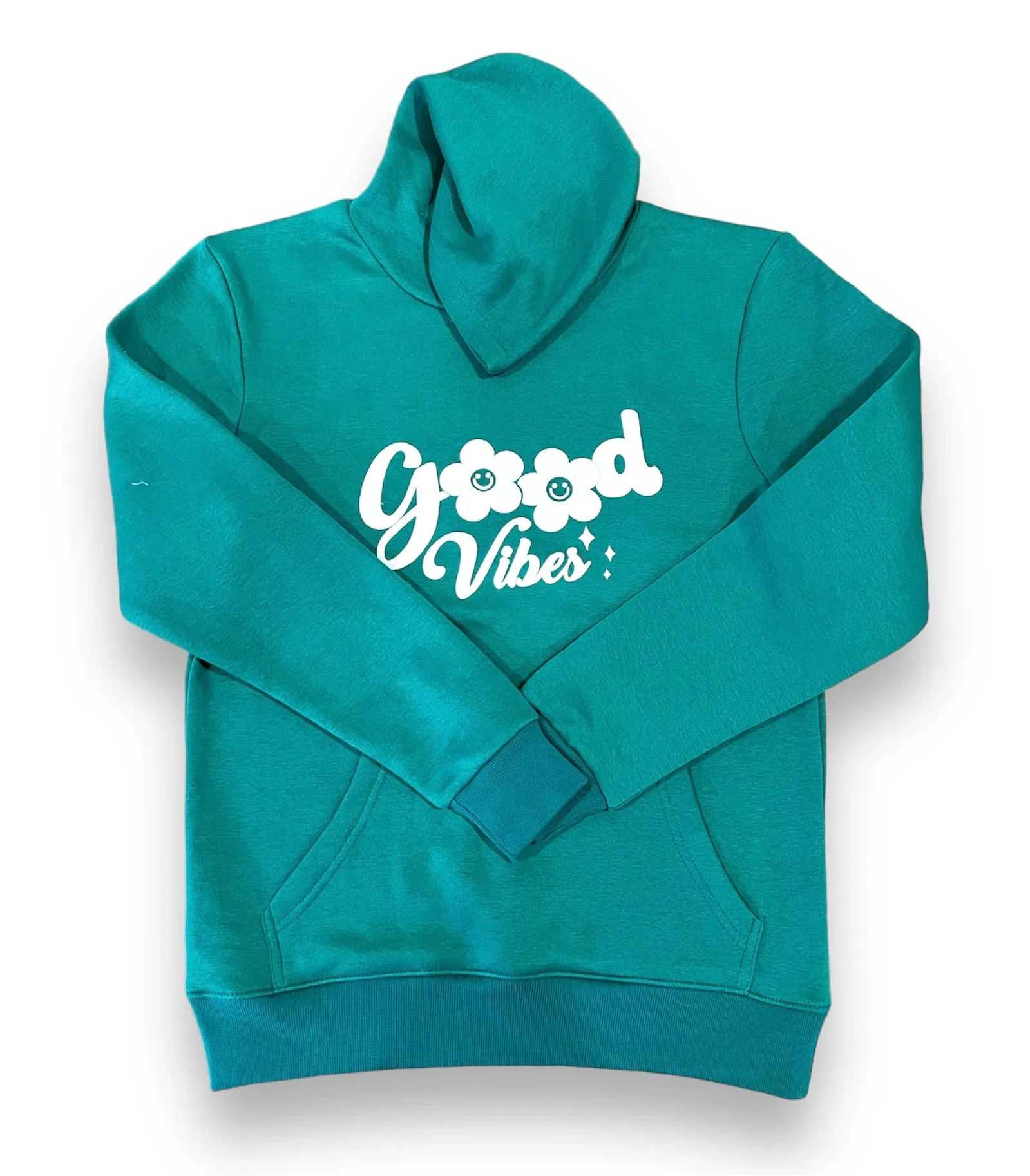 Dark Green Good Vibes Hoodie For Her