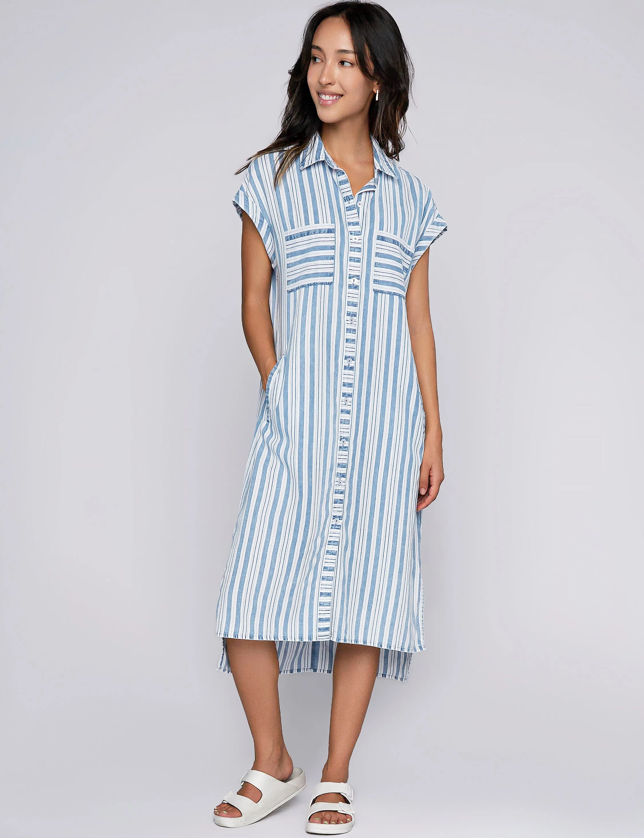 Denim Stripes Shirtdress