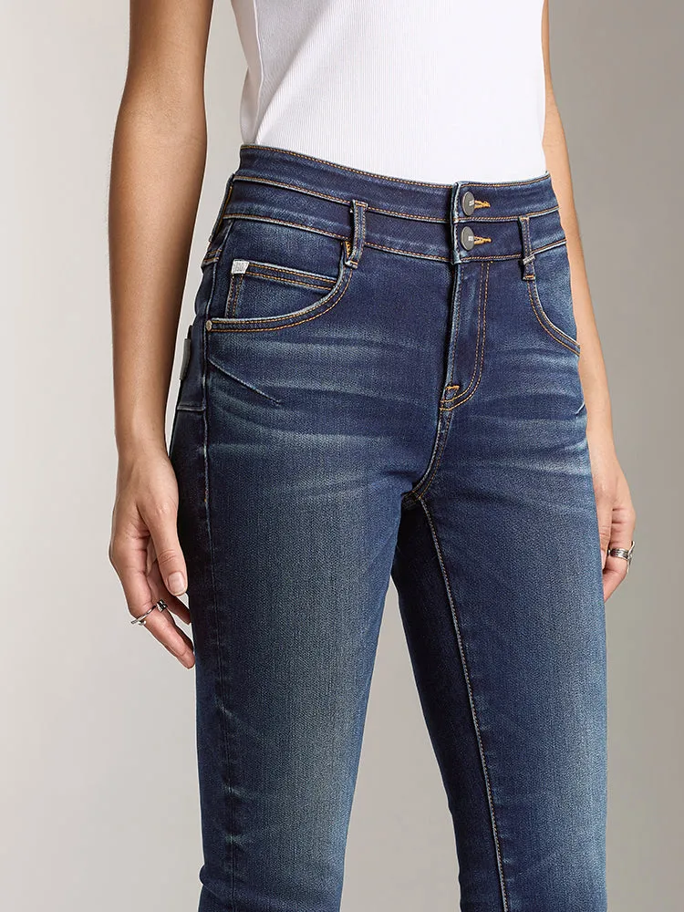 Double-Button Stretch Slim-Fit Jeans
