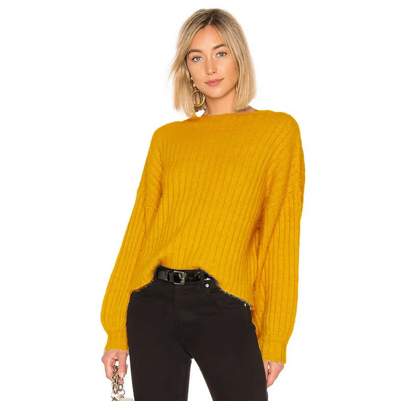 Fashion Oversized Ribbed Knit Pullover Sweaters