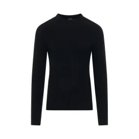 Fisherman Round Neck Knit Sweater in Black