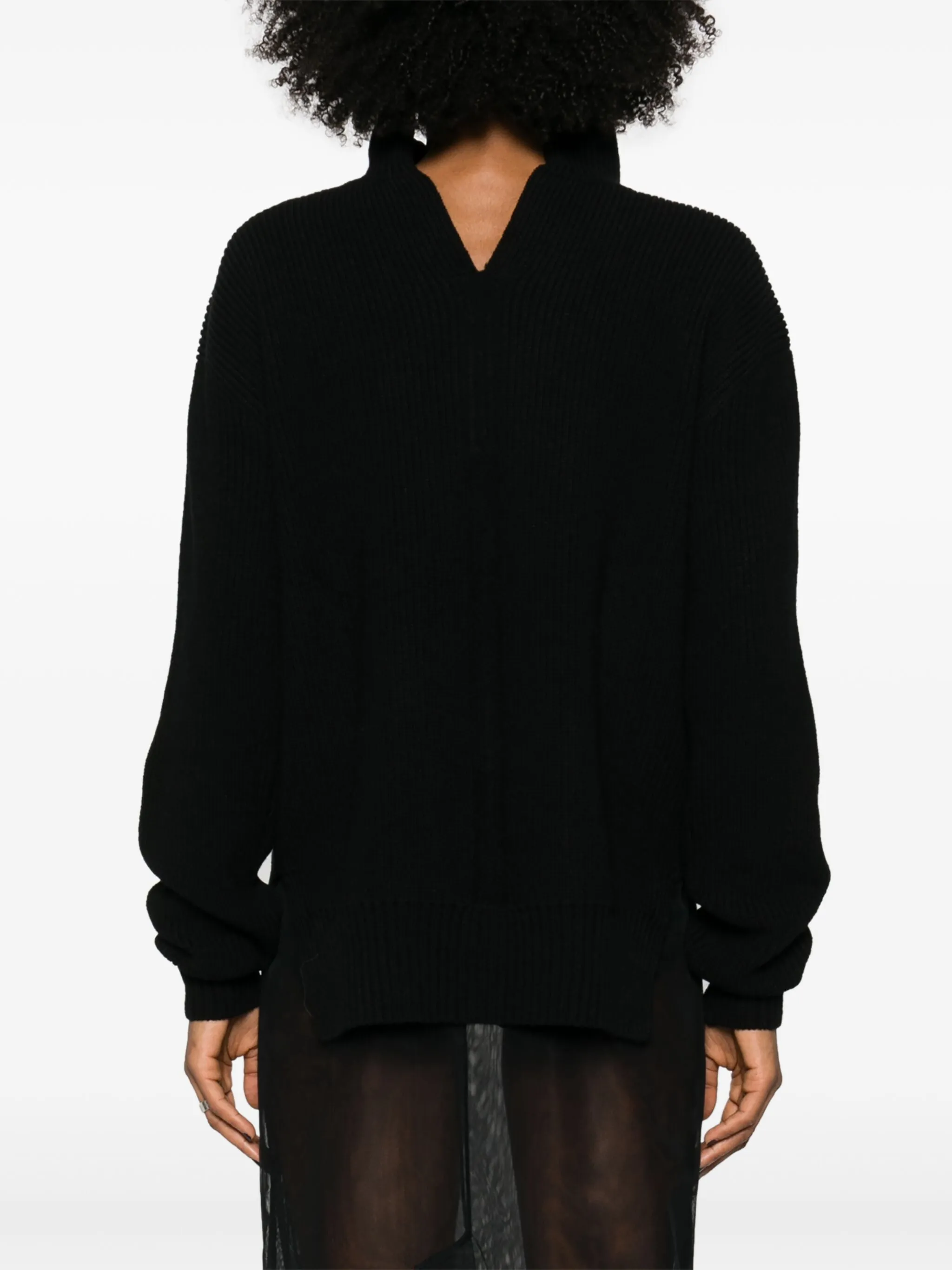 Fisherman Tabard Heavy Wool Knit Top