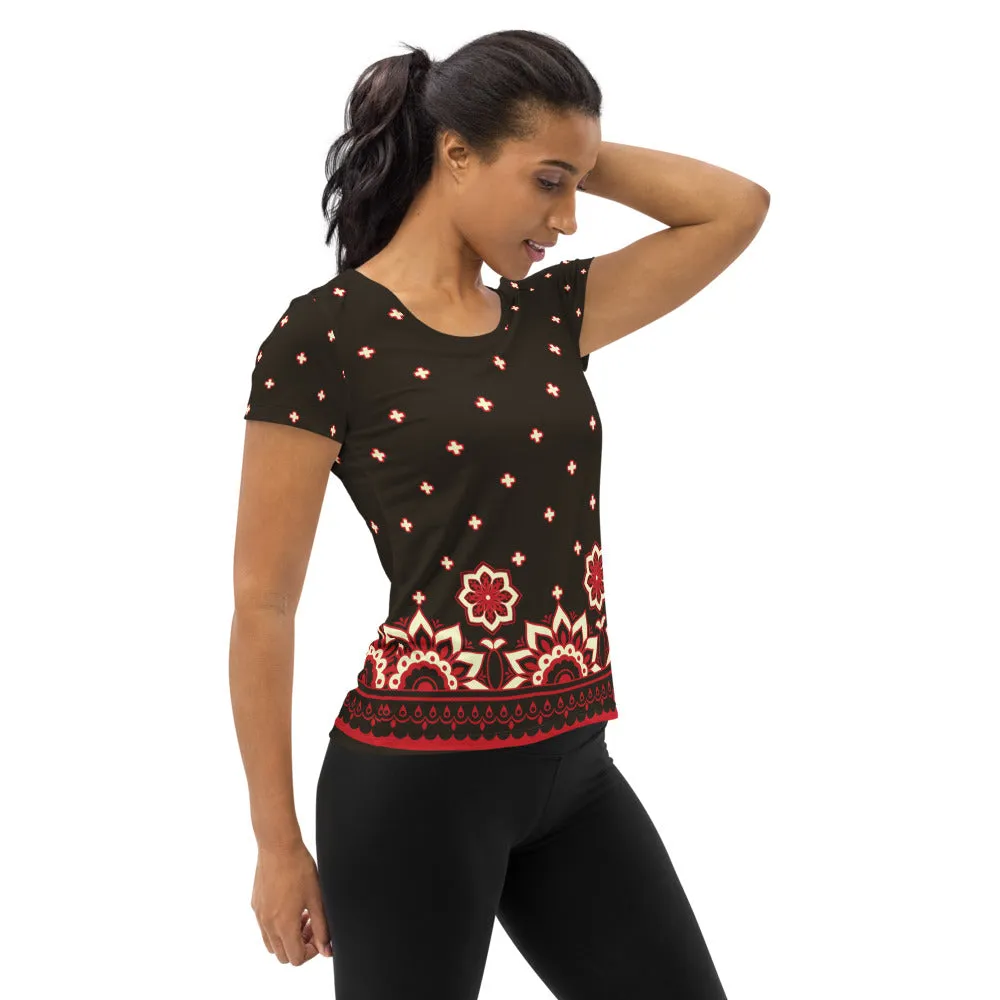 Floral Women's Athletic T-shirt