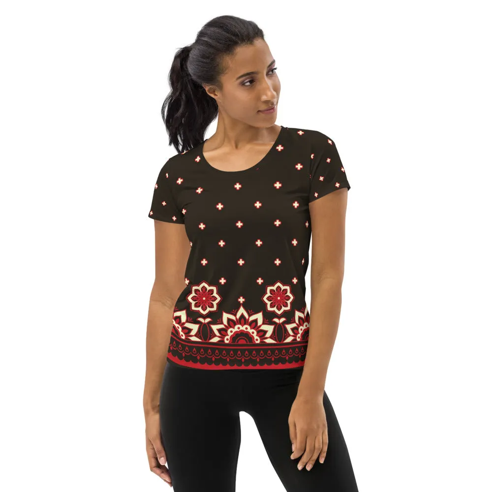 Floral Women's Athletic T-shirt