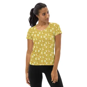Gold Love Print Women's Athletic T-shirt