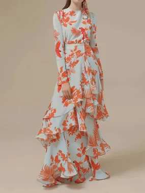Irregular Long Dress With Ruffles
