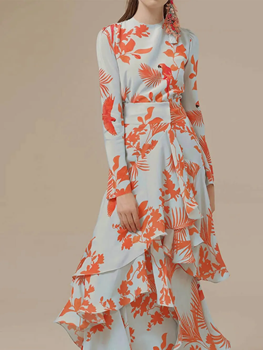 Irregular Long Dress With Ruffles