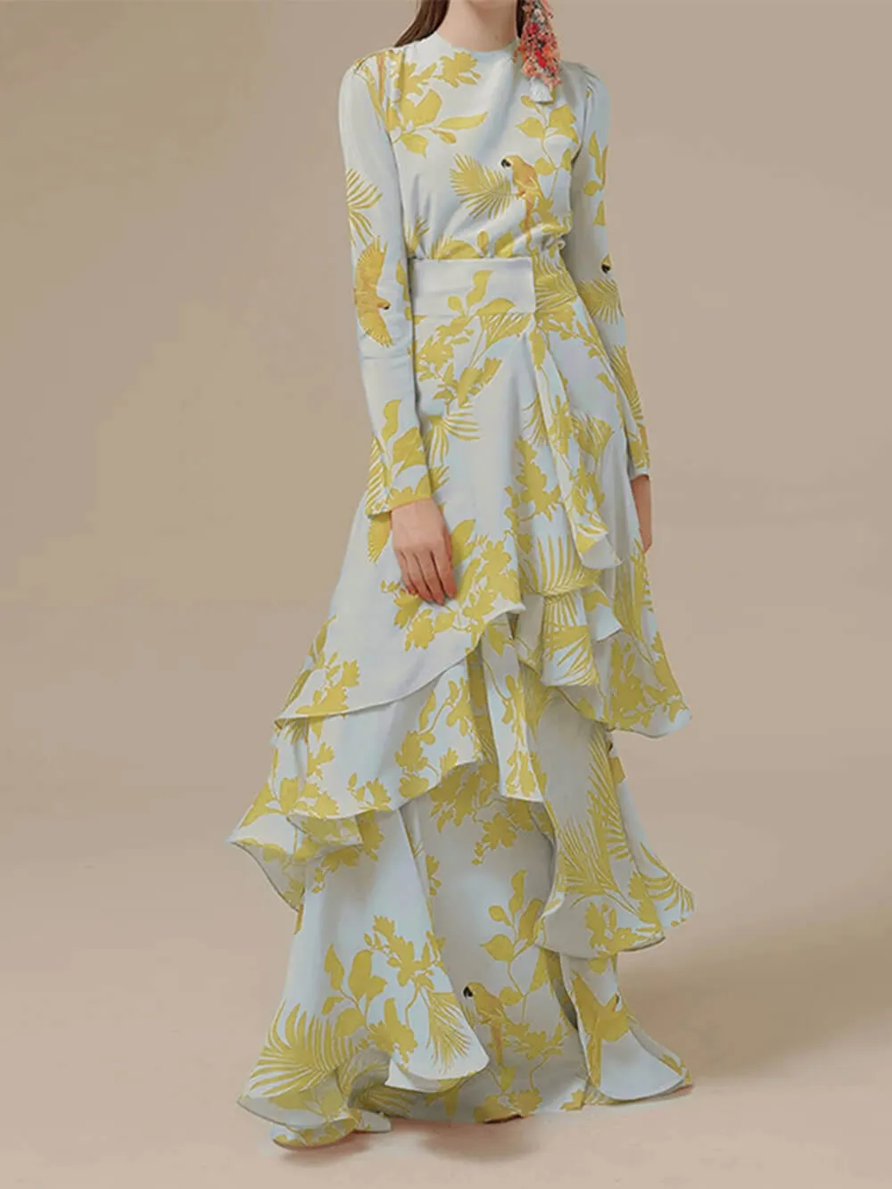 Irregular Long Dress With Ruffles