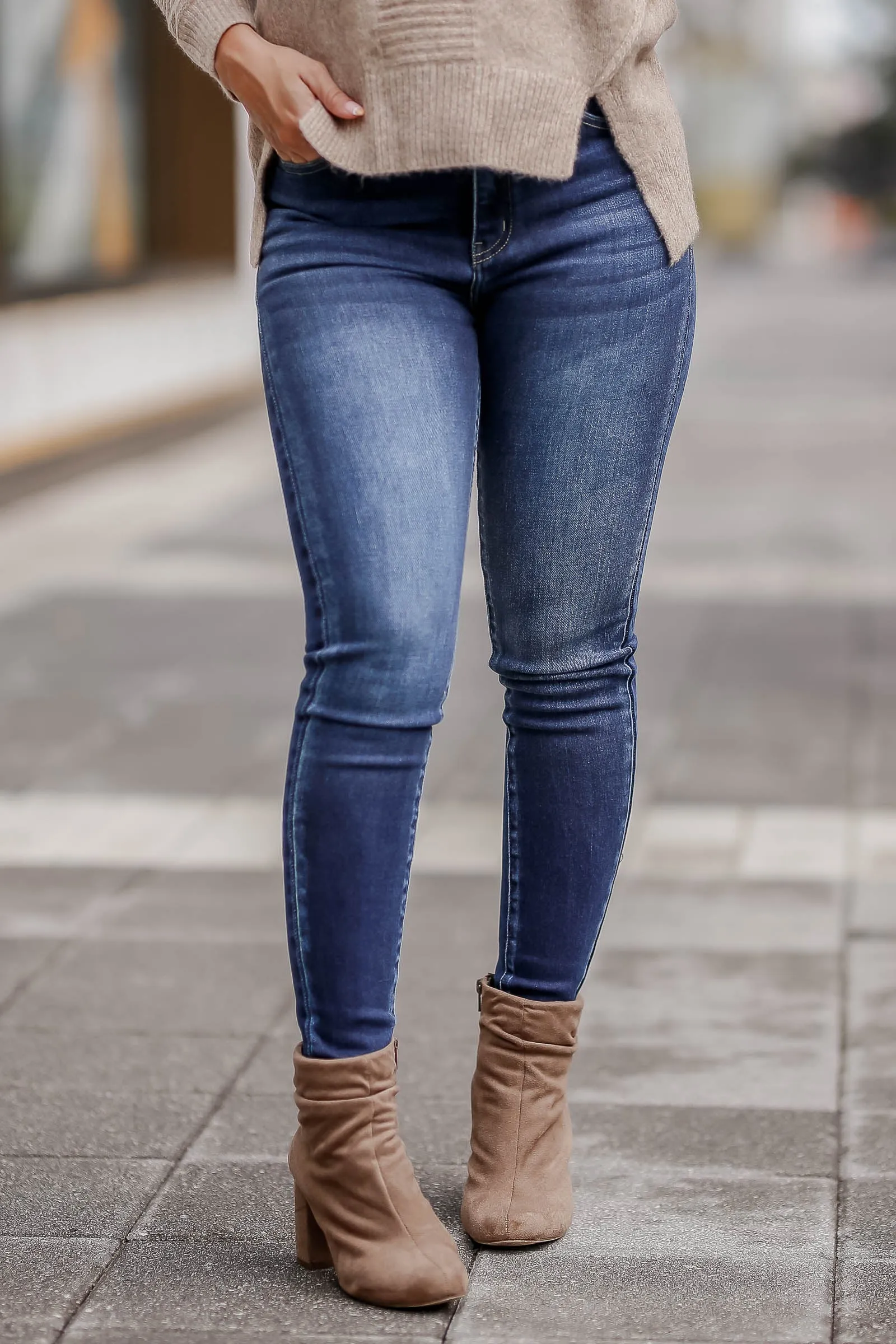 KANCAN Cora High Rise Skinny Jeans - Dark Wash