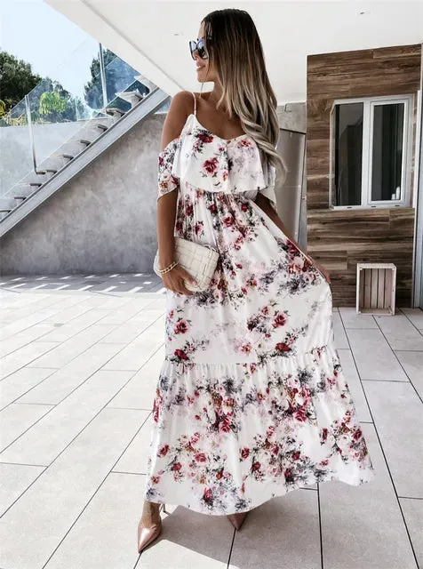 Liana Off-Shoulder Floral Maxi Summer Dress