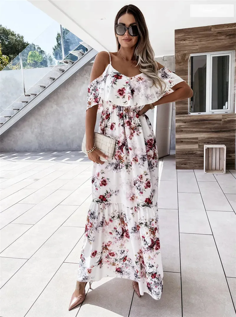 Liana Off-Shoulder Floral Maxi Summer Dress