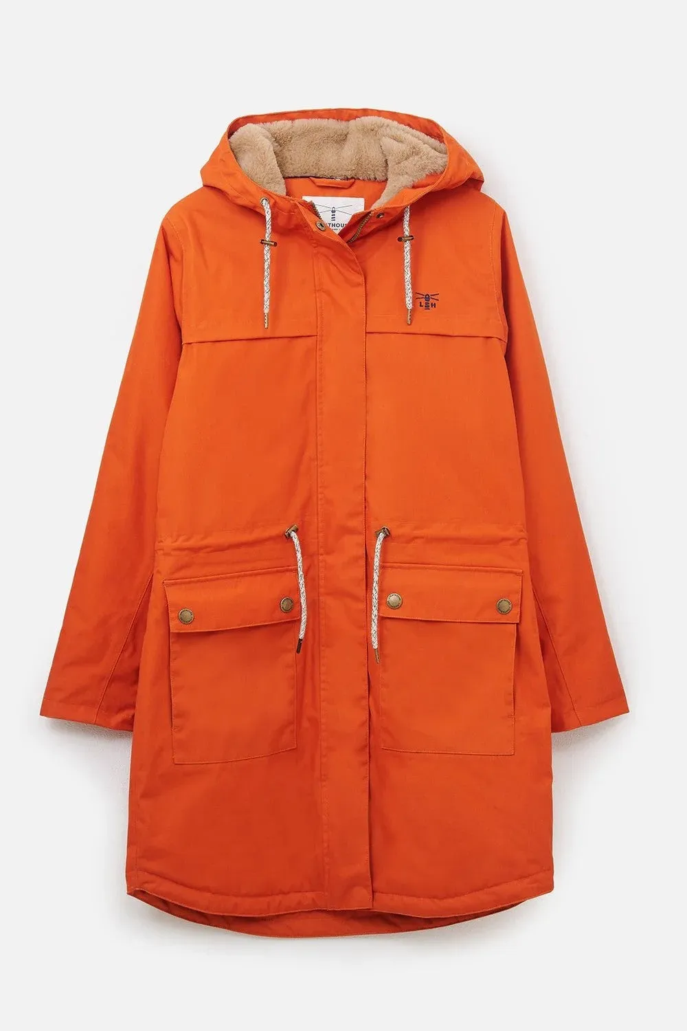 Lighthouse Isobel 3/4 Length Faux Fur Lined Waterproof Coat-BURNT ORANGE