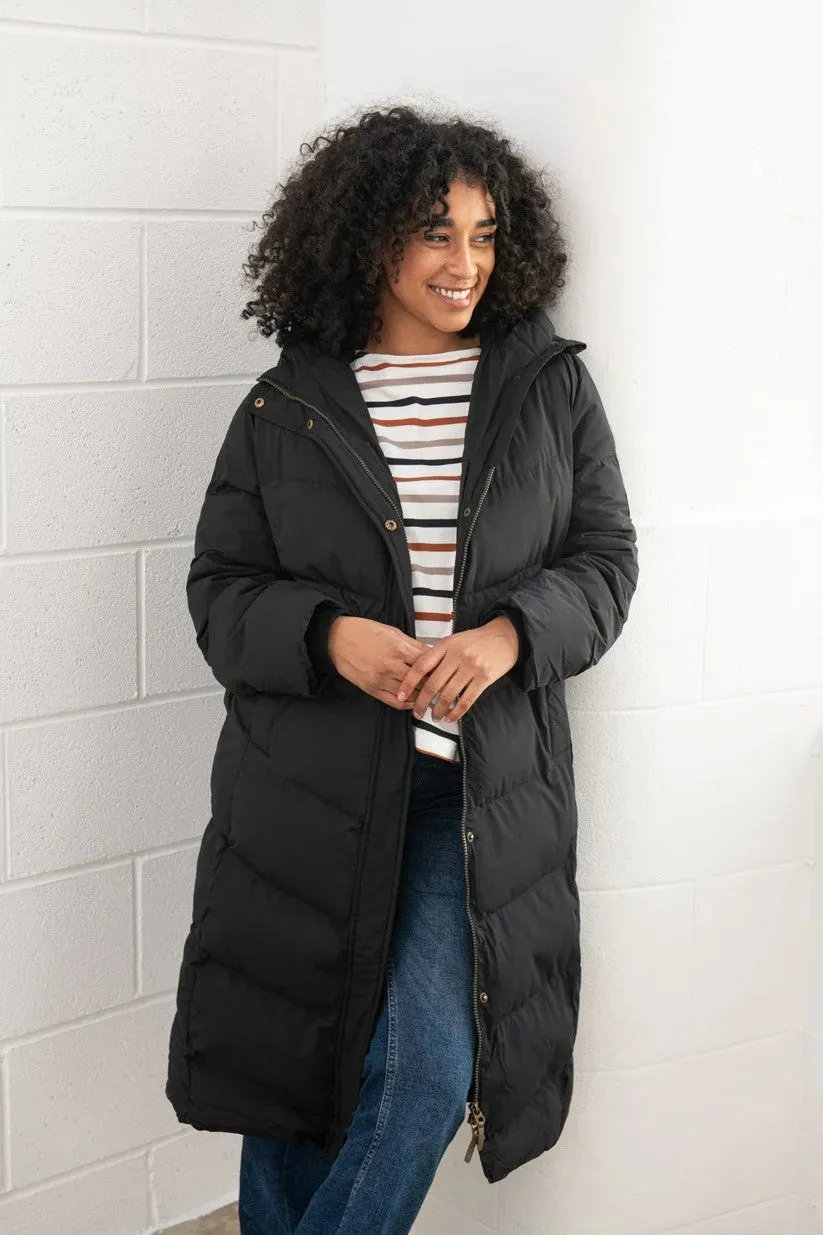 Lighthouse Ladies Relaxed Fit Long Water Repellent Savannah Padded Coat-BLACK