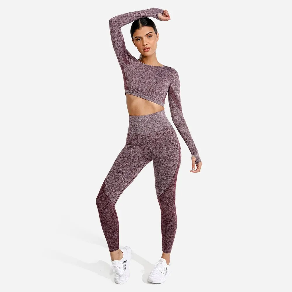 Marl Seamless Crop Top - Burgundy