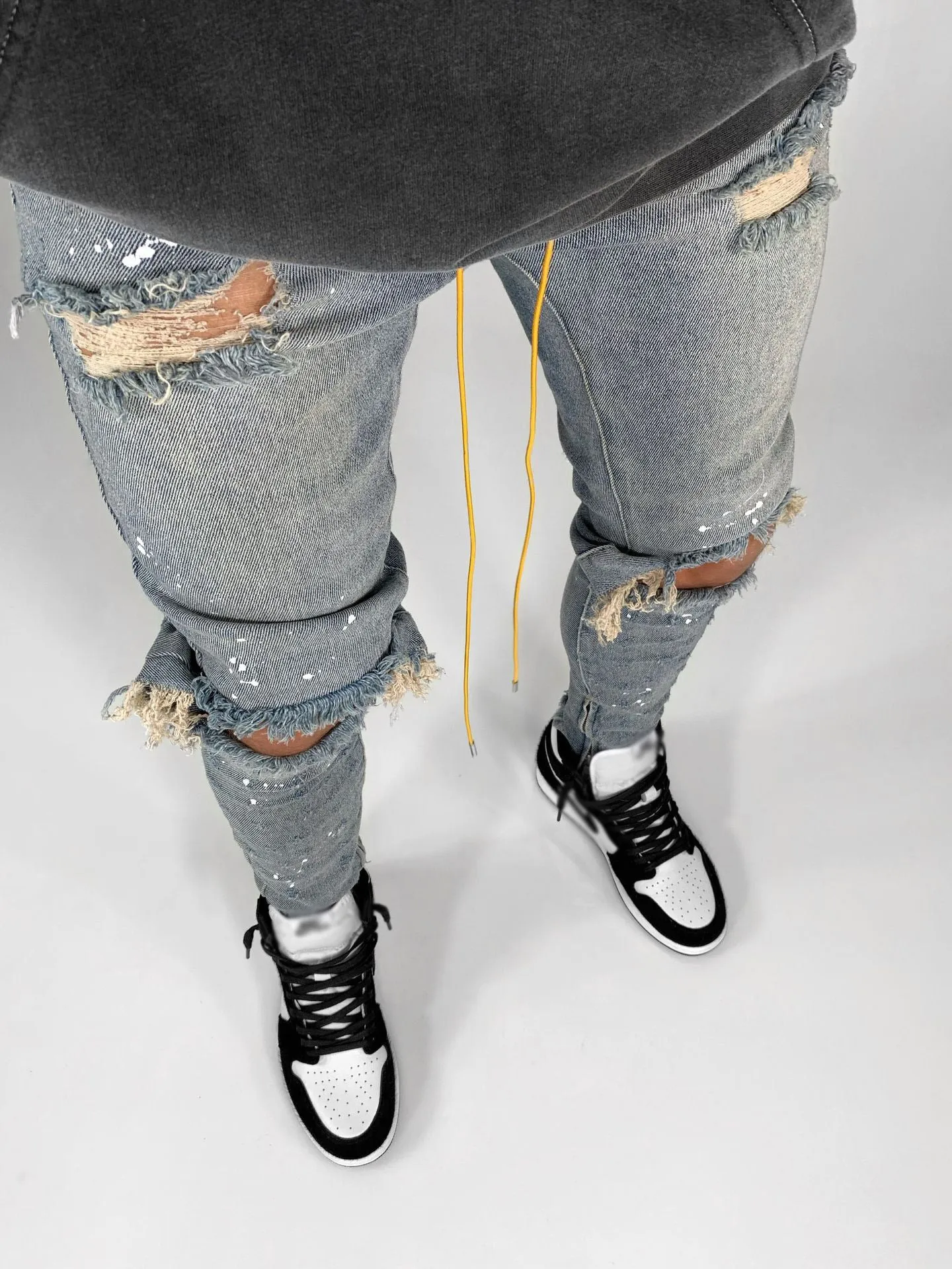 Men Stretch Destroyed Ripped Fashion Skinny Jeans
