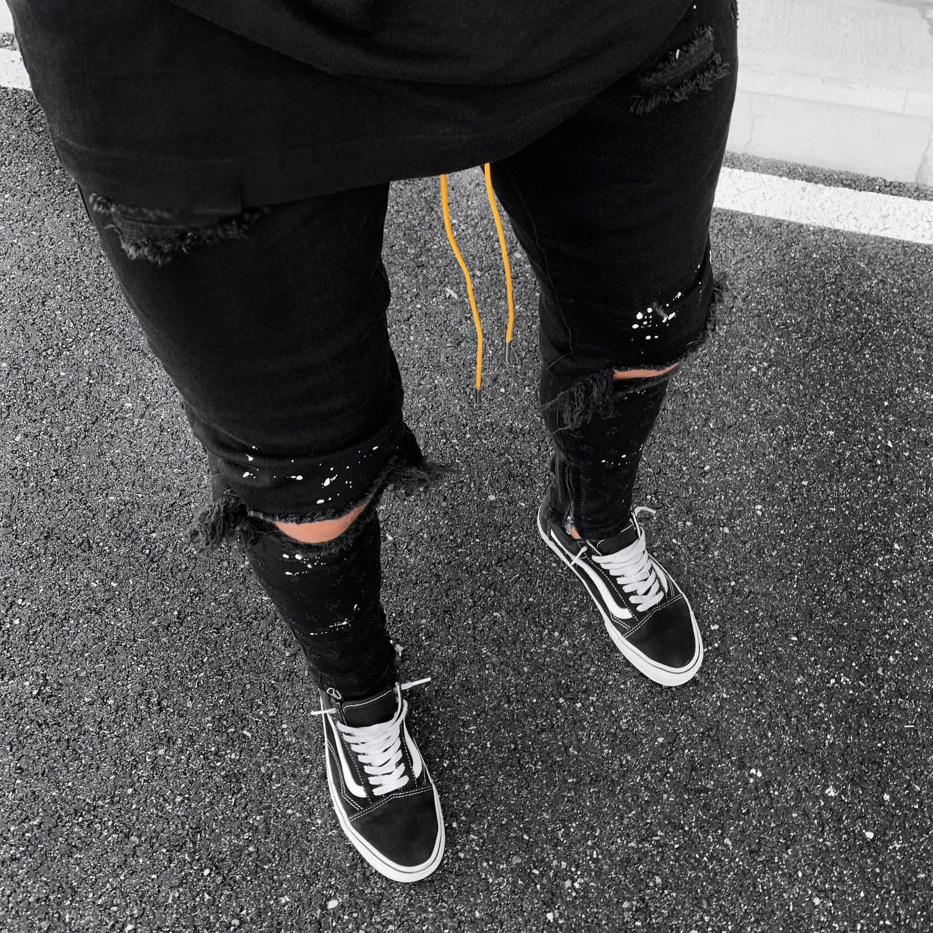 Men Stretch Destroyed Ripped Fashion Skinny Jeans